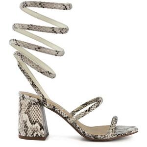 Sugar Womens 7.5 Belleza Snake Print Block Heel Strappy Sandals Shoes NEW